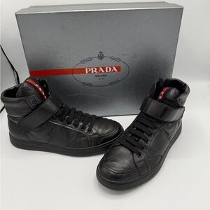 Prada Men's Black Leather Sneakers